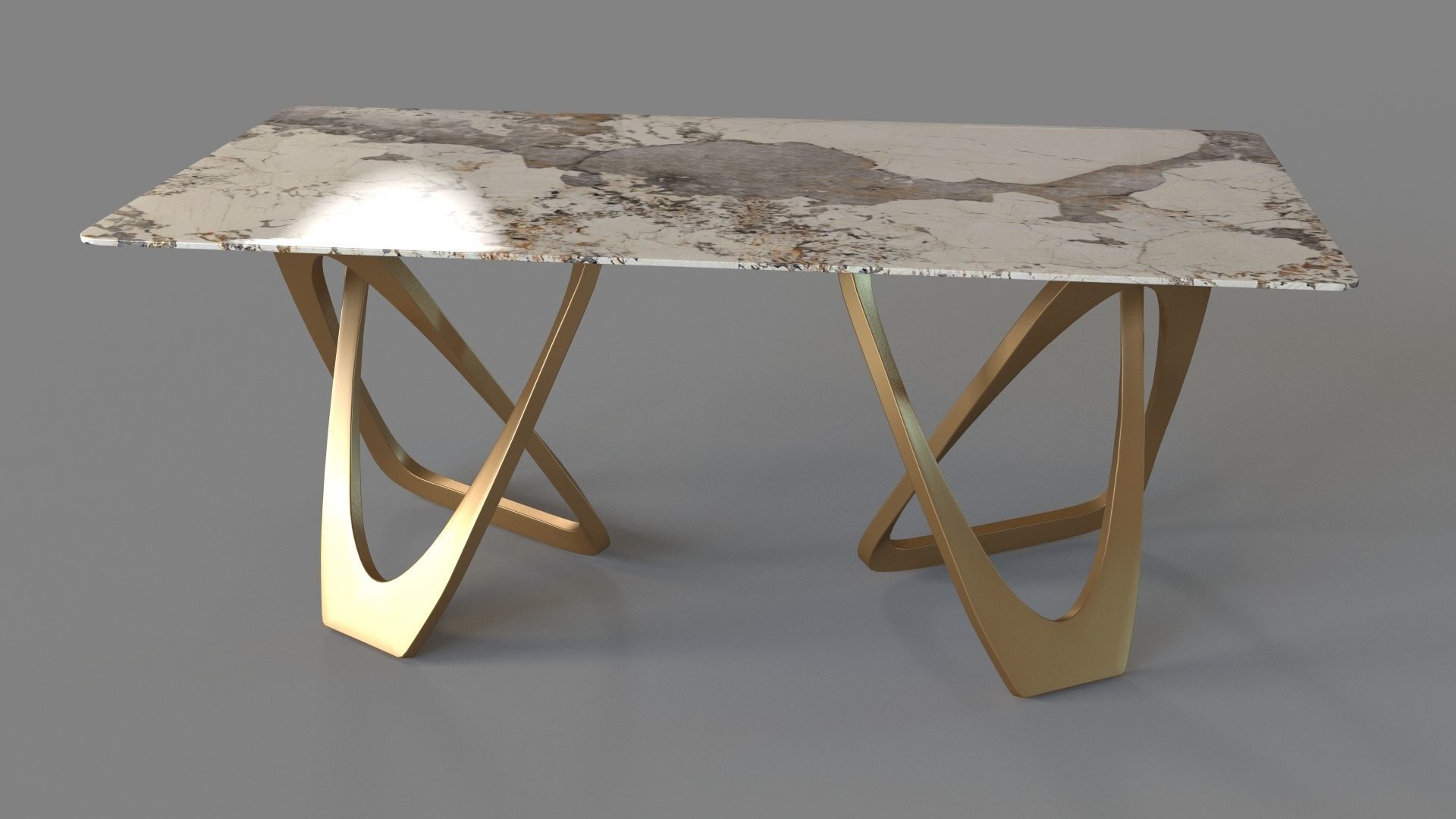 71 Contemporary Dining Table in Gold 3D model_1