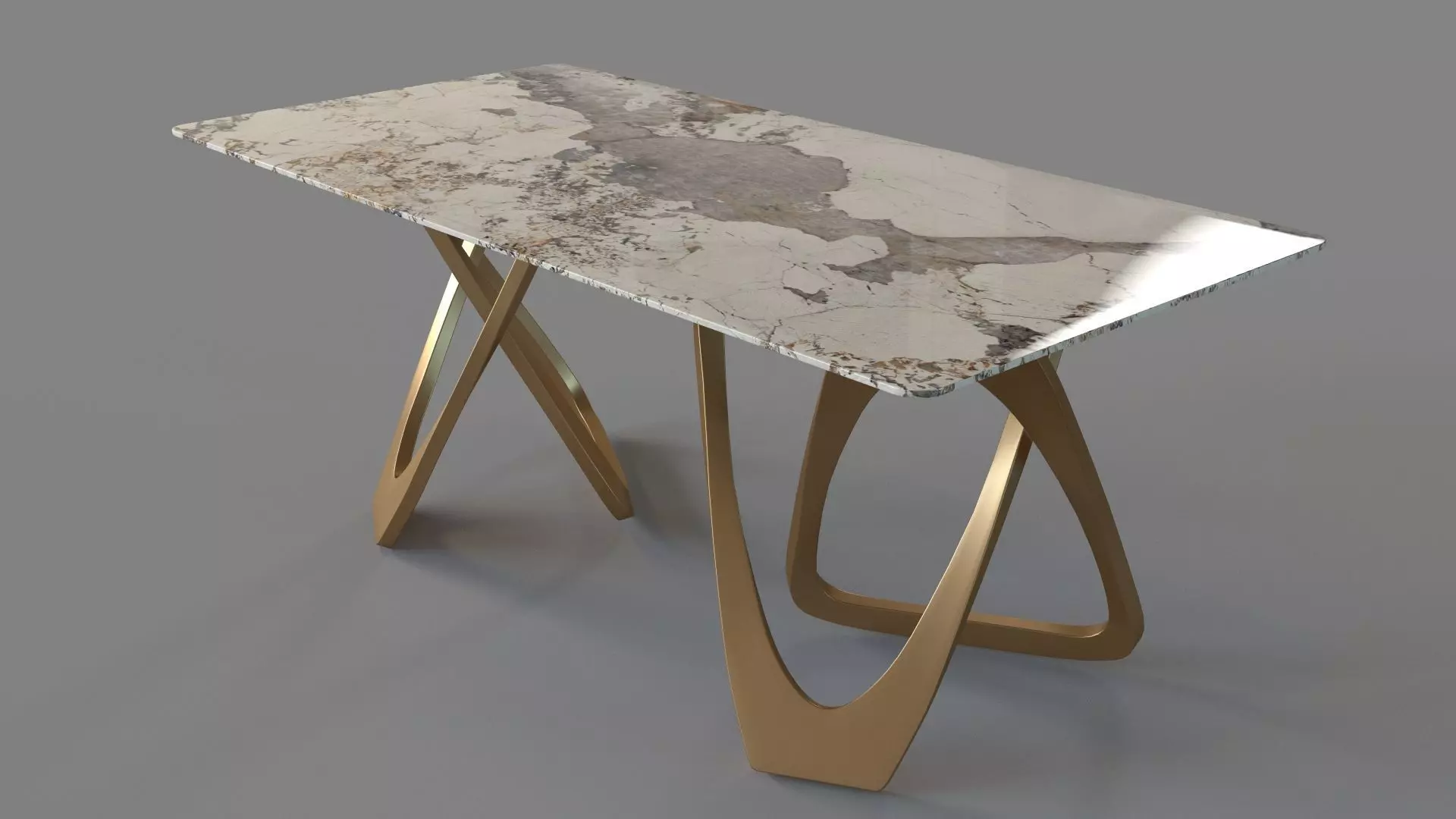 71 Contemporary Dining Table in Gold 3D model_0