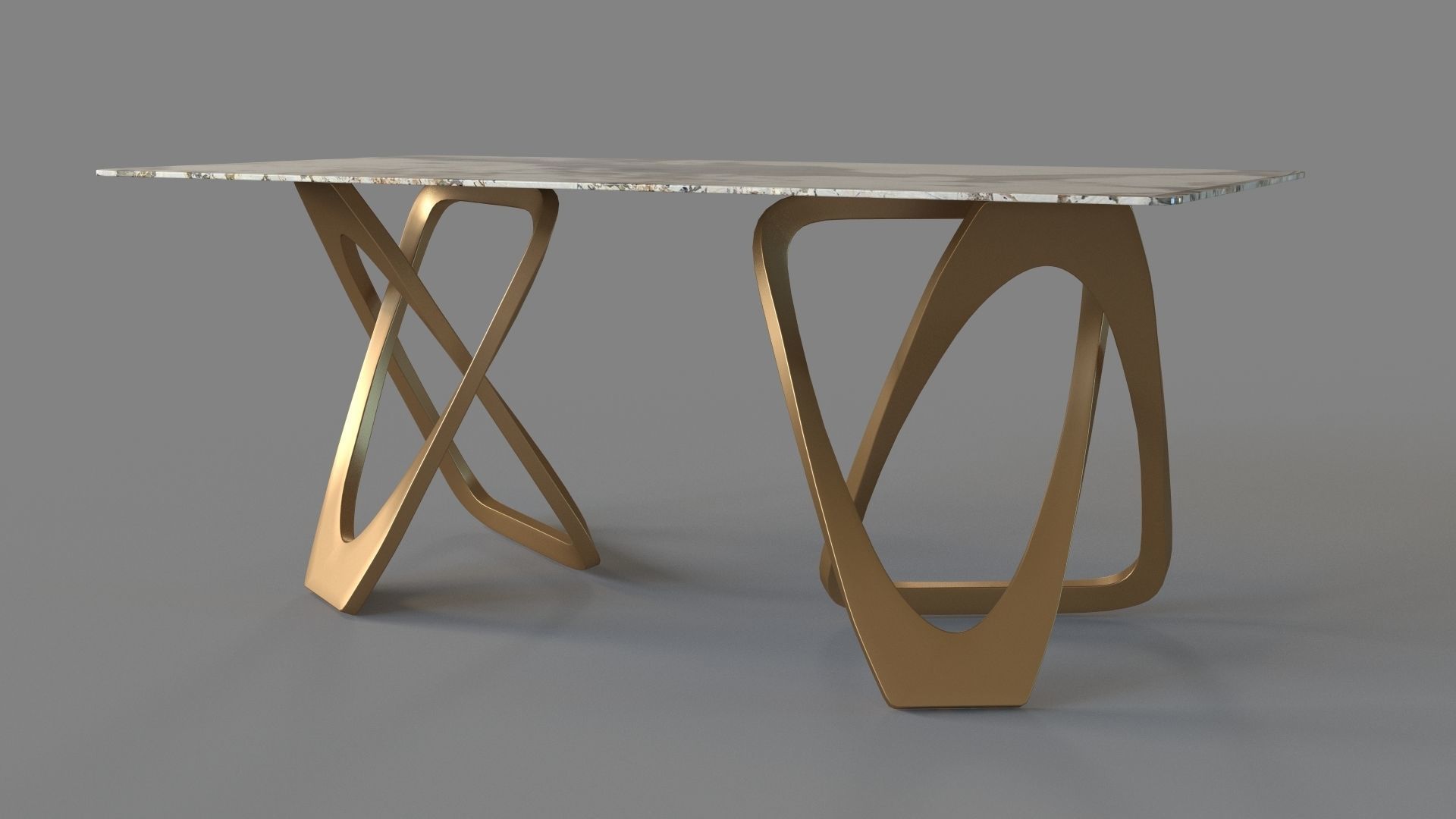 71 Contemporary Dining Table in Gold 3D model_4