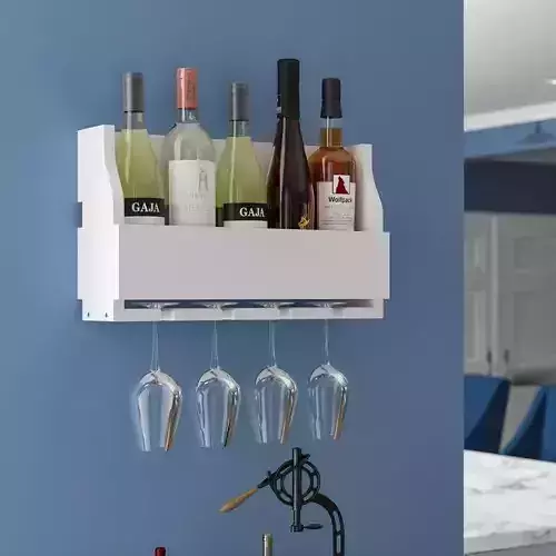Christopherso Wall Mounted Wine Bottle Glass Rack 3D model