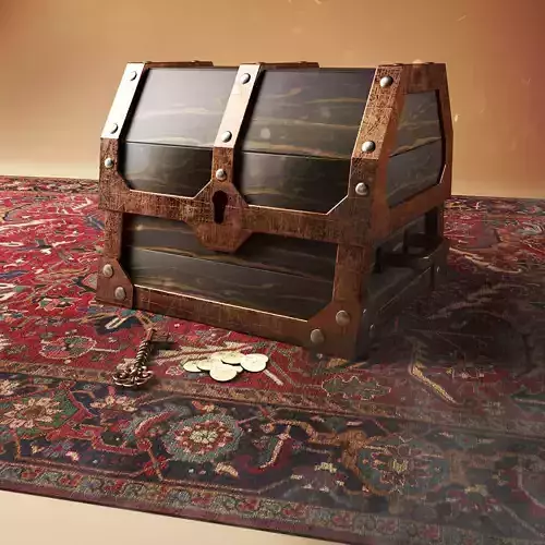 Old  wooden box with a carpet