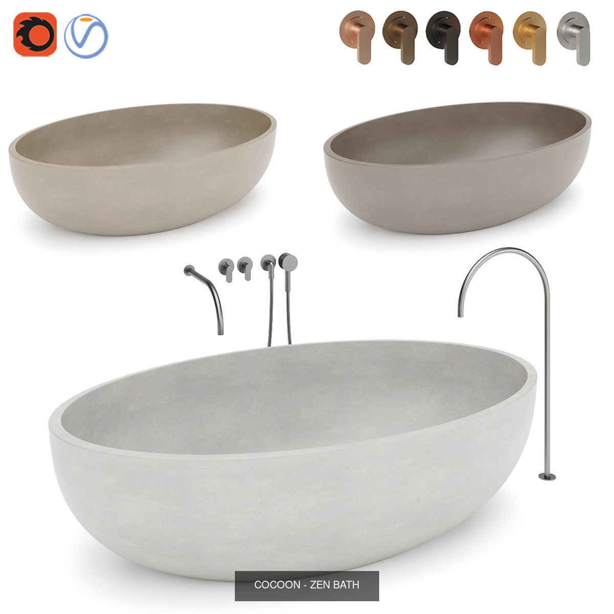 COCOON Bathtubs  3D Model Collection_2