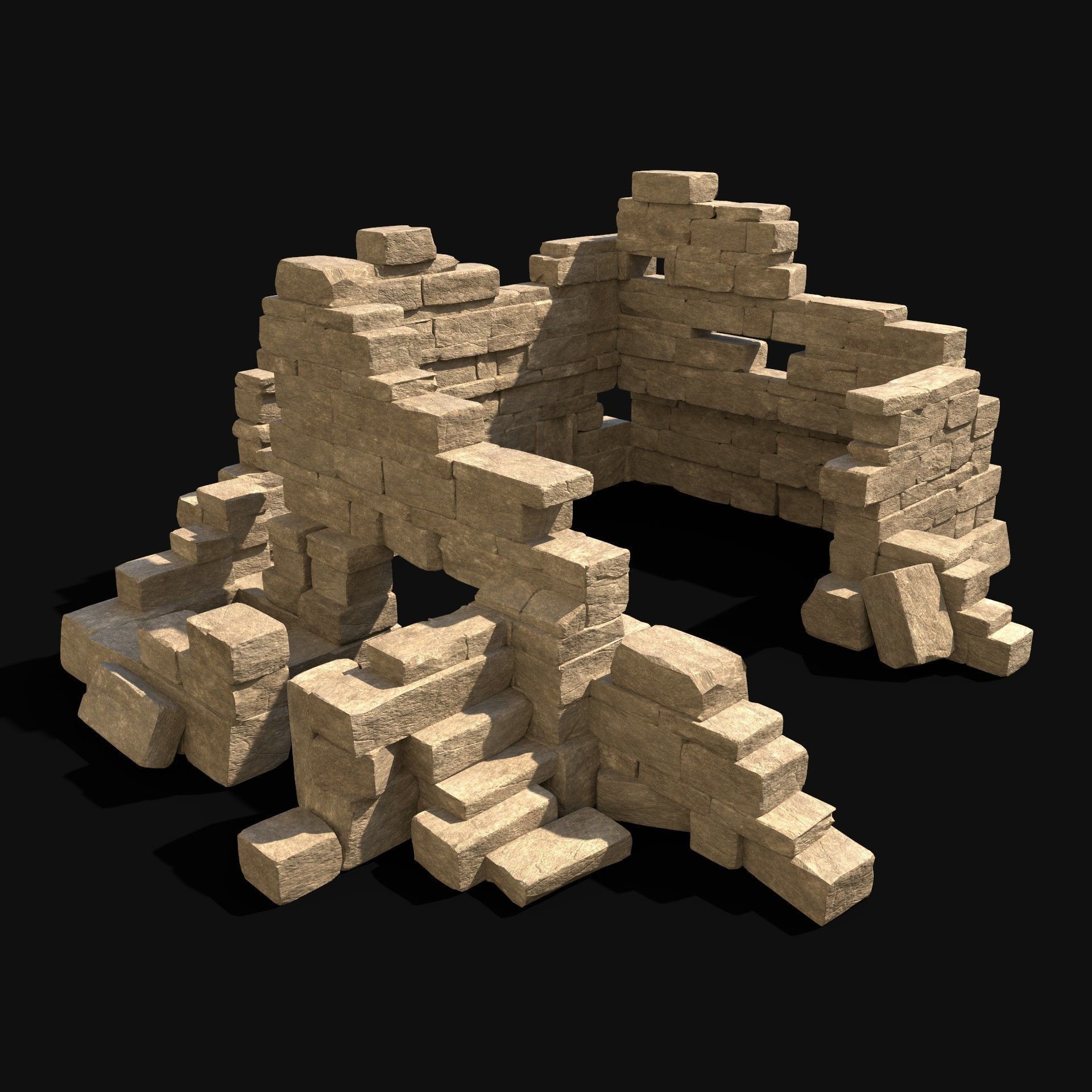  ARABIC DESERT RUINS ANCIENT PACK COLLECTION BUILDER AAA Low-poly 3D model_9