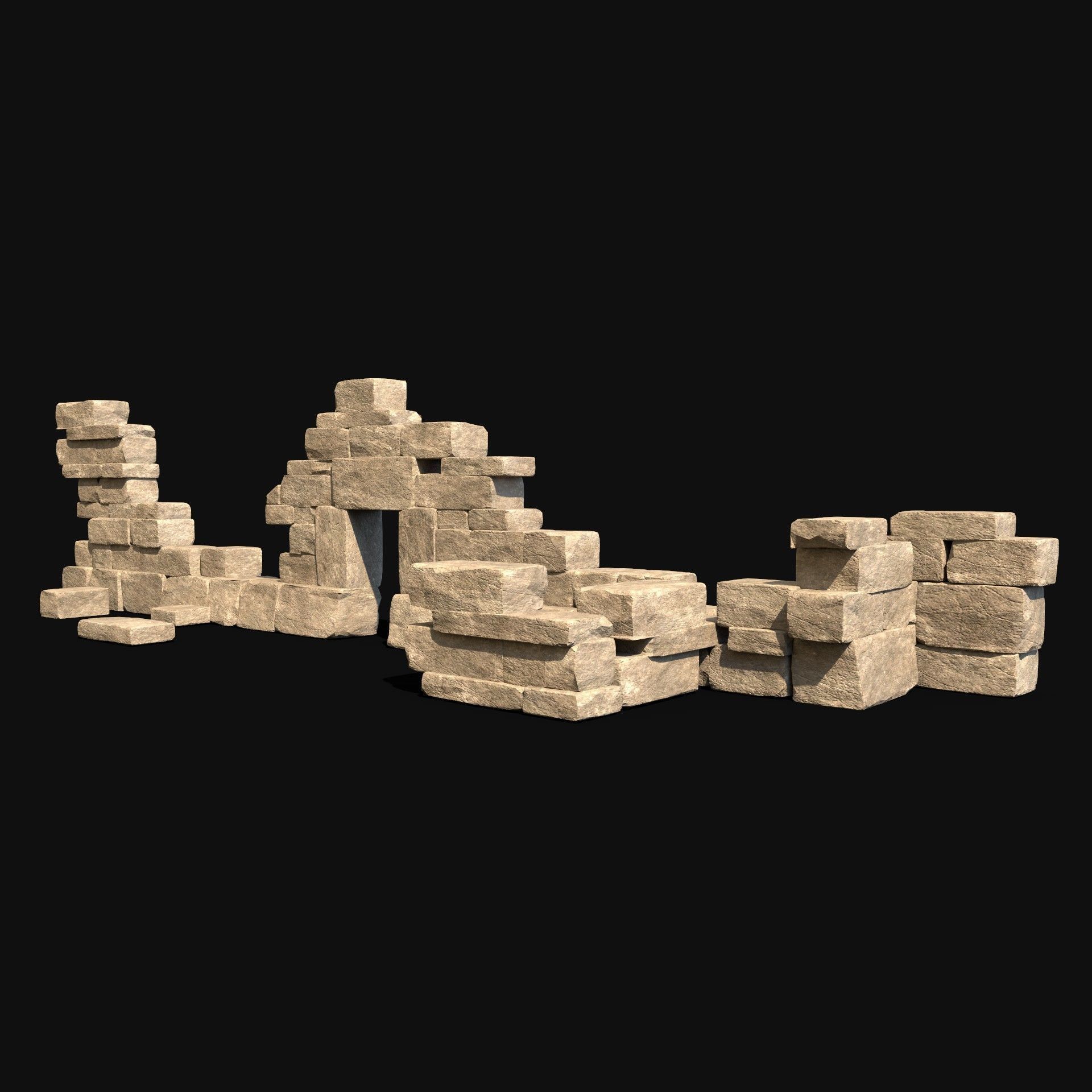  ARABIC DESERT RUINS ANCIENT PACK COLLECTION BUILDER AAA Low-poly 3D model_36