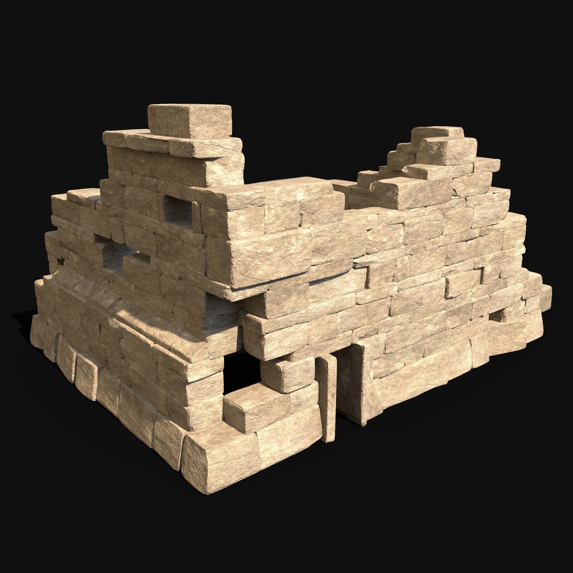  ARABIC DESERT RUINS ANCIENT PACK COLLECTION BUILDER AAA Low-poly 3D model_12