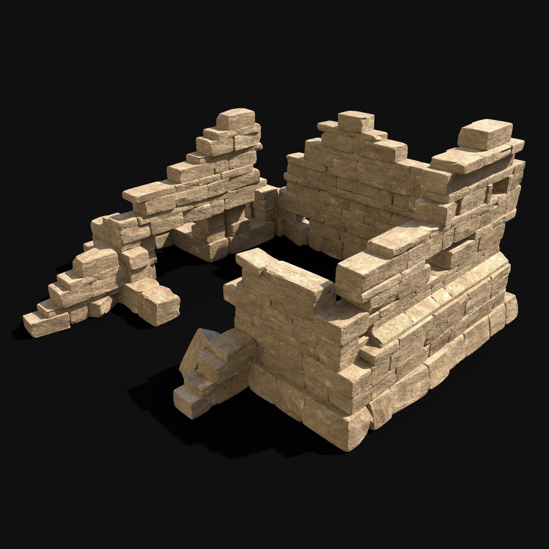  ARABIC DESERT RUINS ANCIENT PACK COLLECTION BUILDER AAA Low-poly 3D model_11