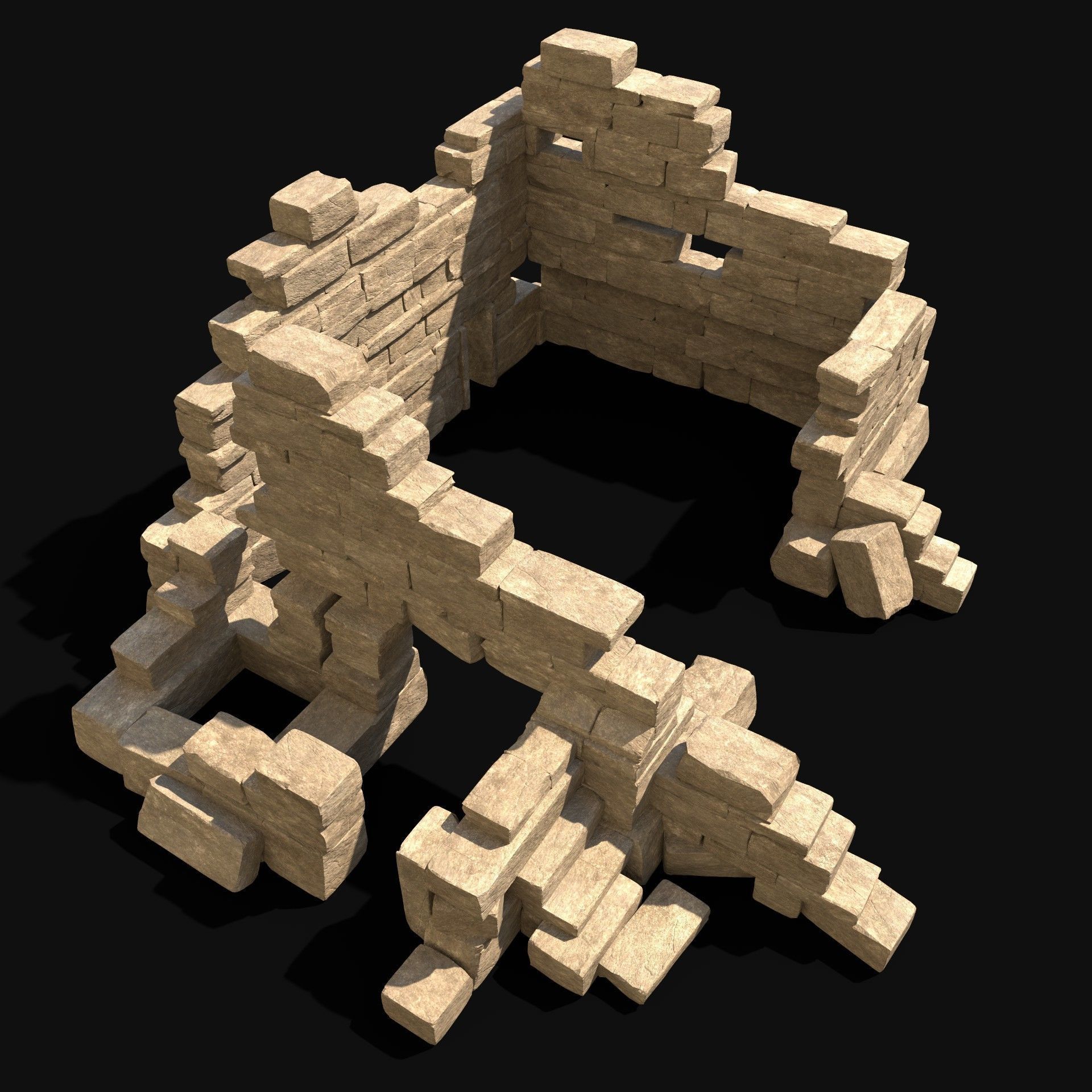  ARABIC DESERT RUINS ANCIENT PACK COLLECTION BUILDER AAA Low-poly 3D model_14