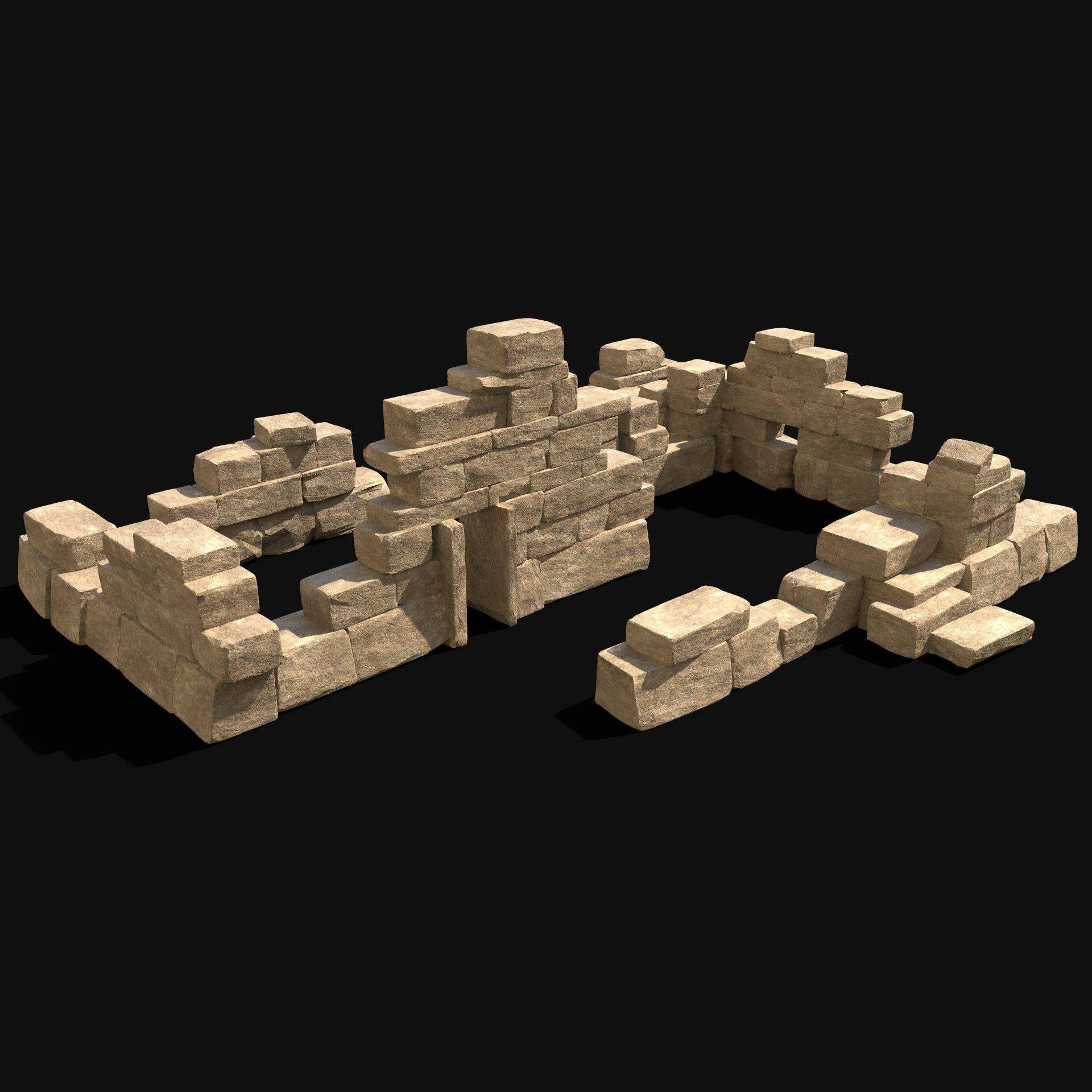  ARABIC DESERT RUINS ANCIENT PACK COLLECTION BUILDER AAA Low-poly 3D model_16