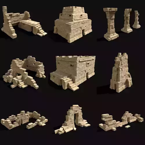  ARABIC DESERT RUINS ANCIENT PACK COLLECTION BUILDER AAA Low-poly 3D model