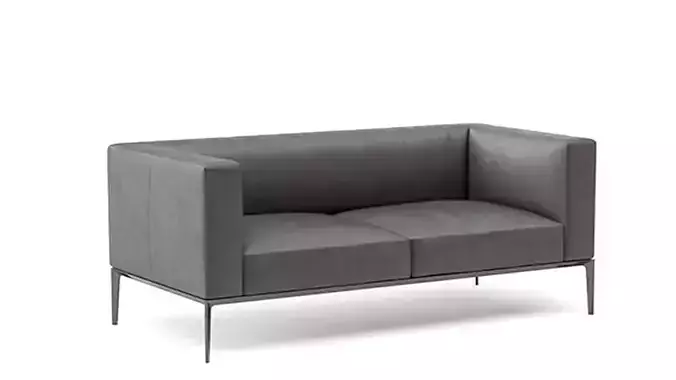 Modern Soft Sofa Black 2 Seat Low-poly 3D model