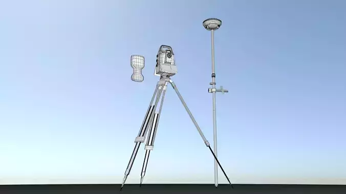 Tacheometer tripod with surveying device