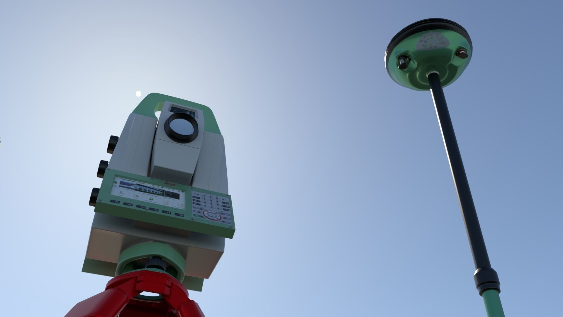 Tacheometer tripod with surveying device 3D model_6