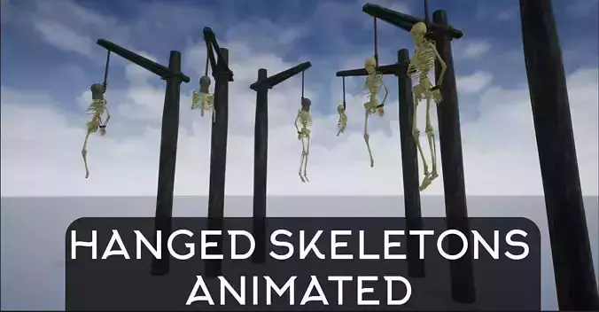 Hanged Dead Skeletons With Idle Animation Low-poly 3D model