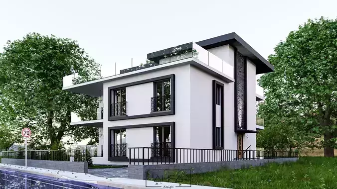 Blender Villa Scene 3D model