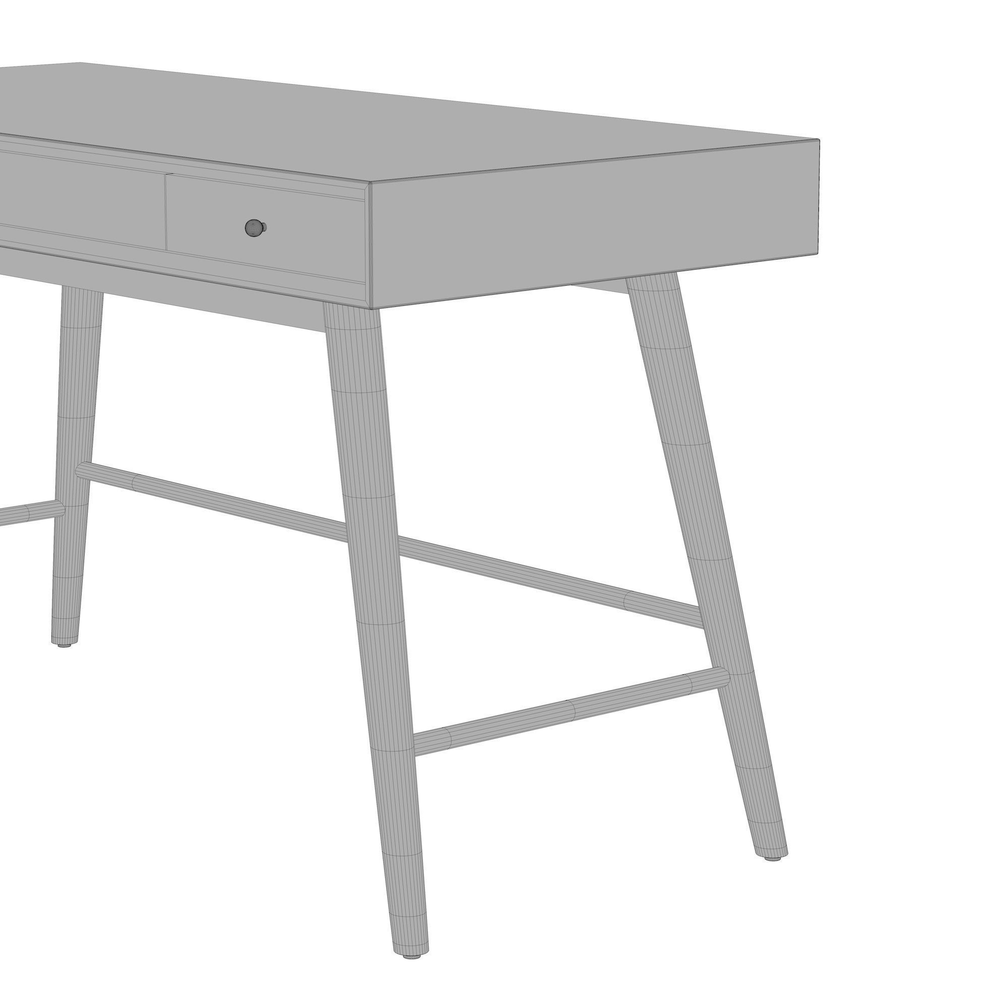 Modern wooden table Low-poly 3D model_11