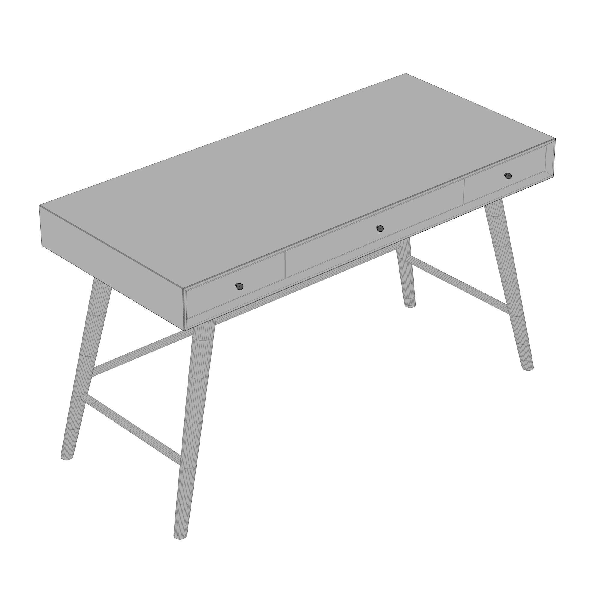 Modern wooden table Low-poly 3D model_9