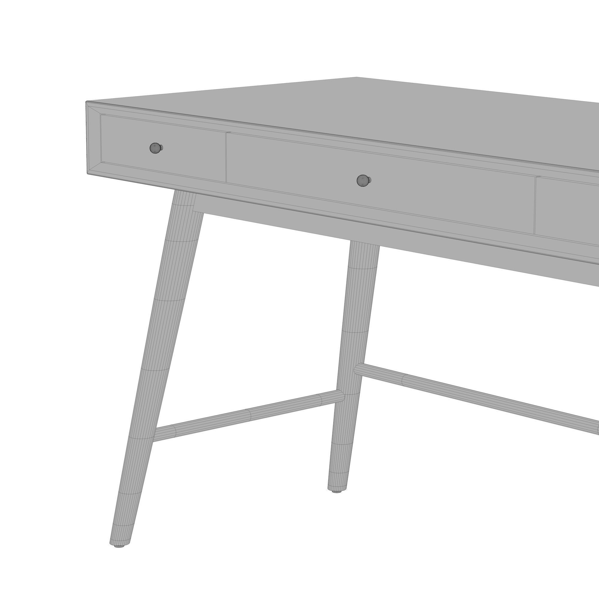 Modern wooden table Low-poly 3D model_12