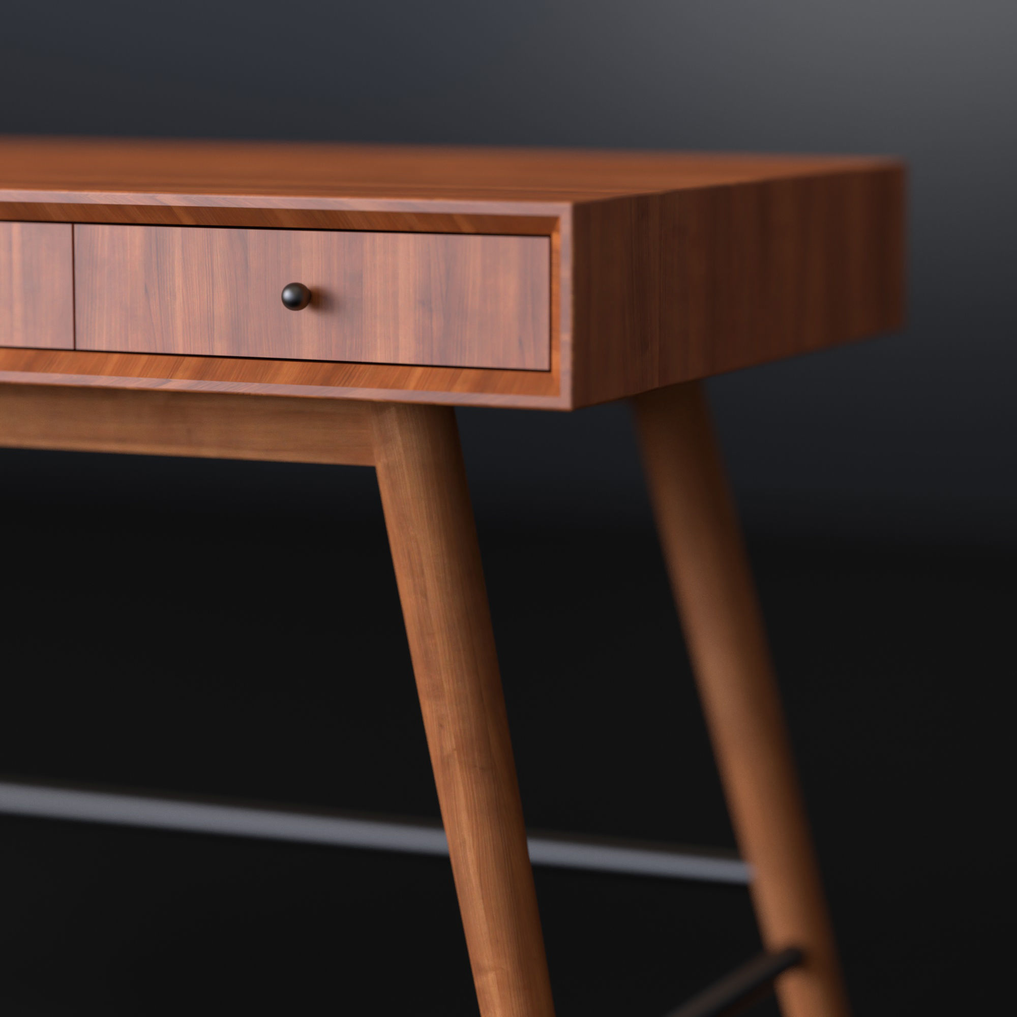 Modern wooden table Low-poly 3D model_4