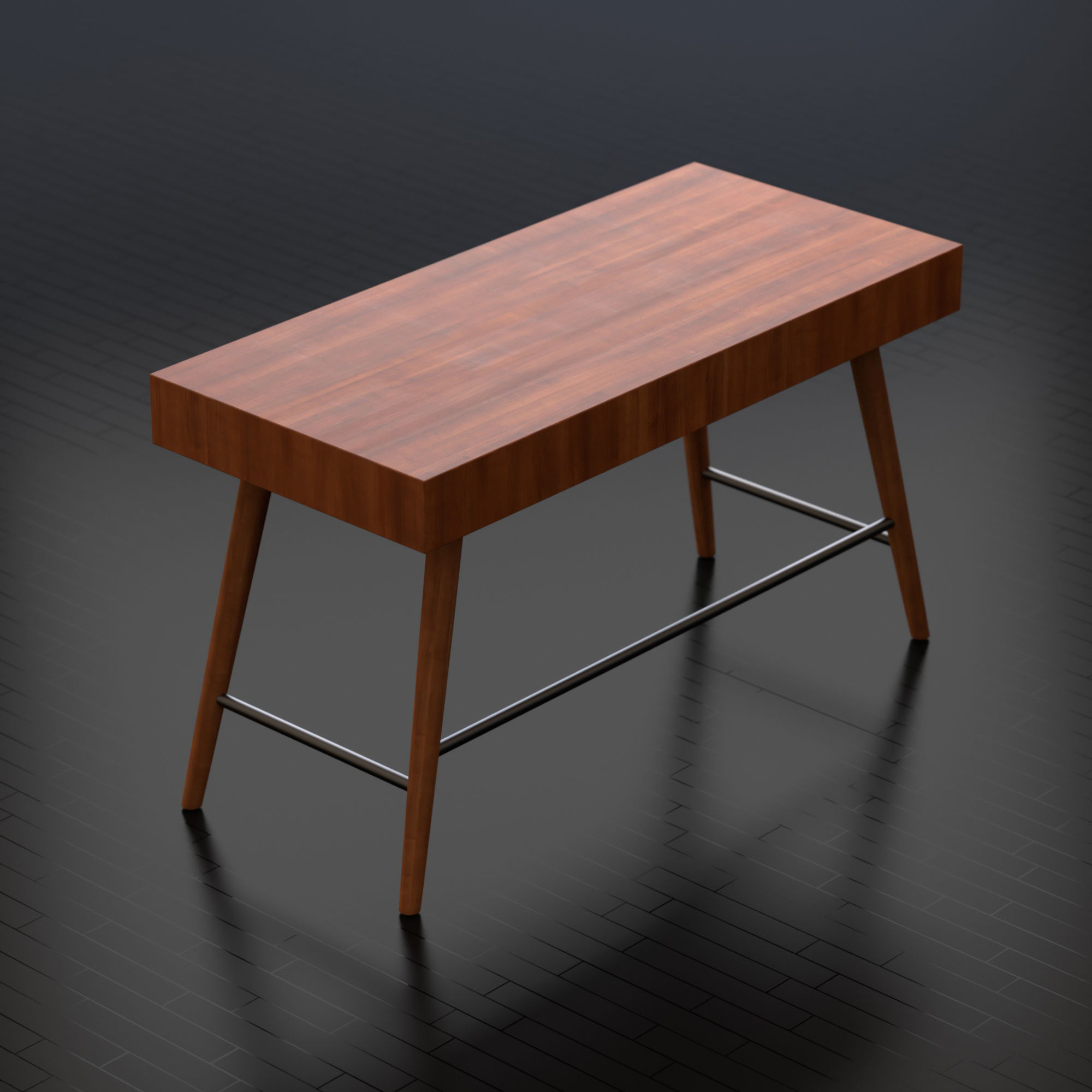 Modern wooden table Low-poly 3D model_8