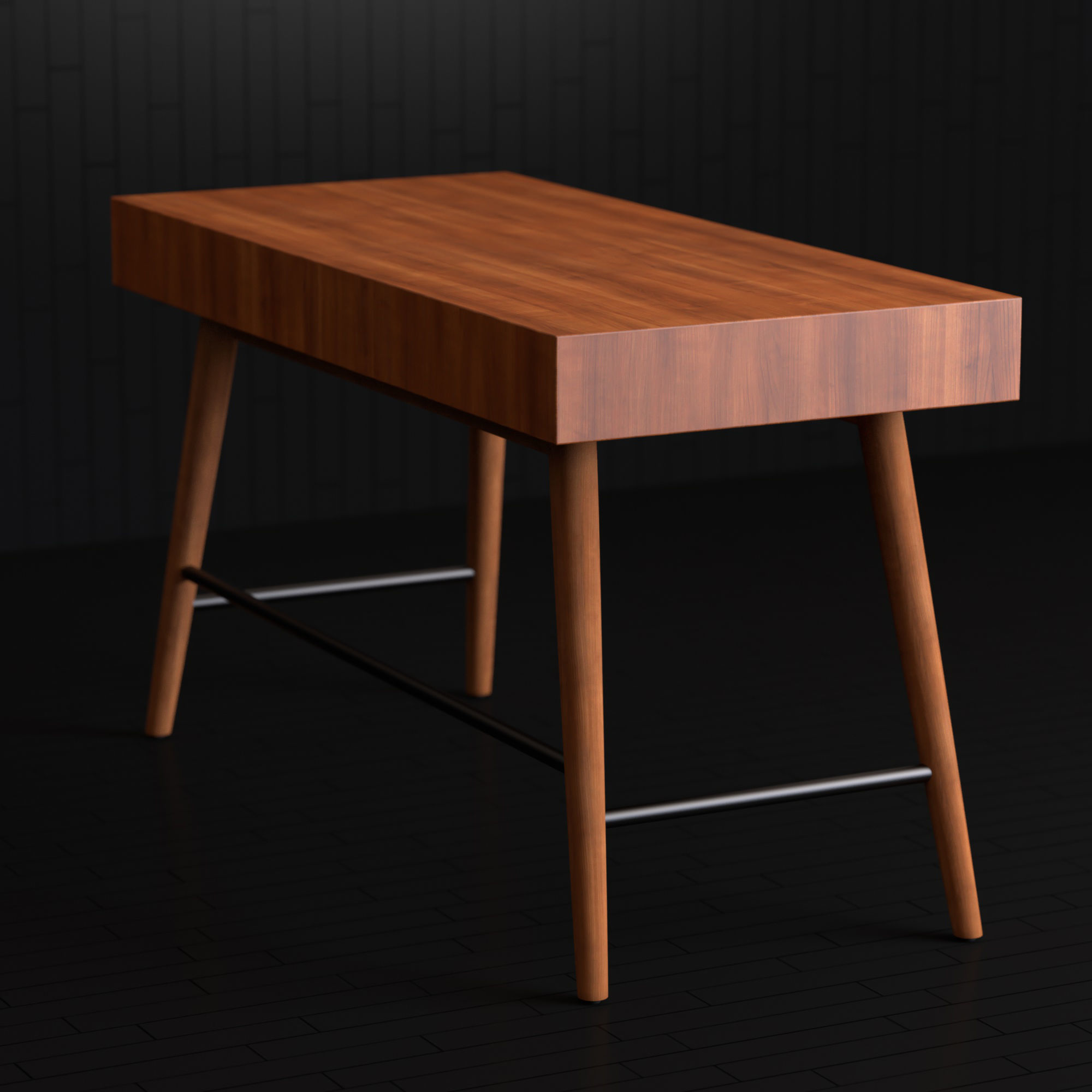 Modern wooden table Low-poly 3D model_7