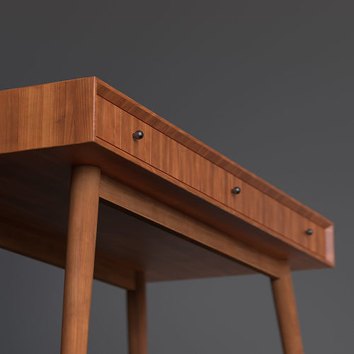 Modern wooden table Low-poly 3D model