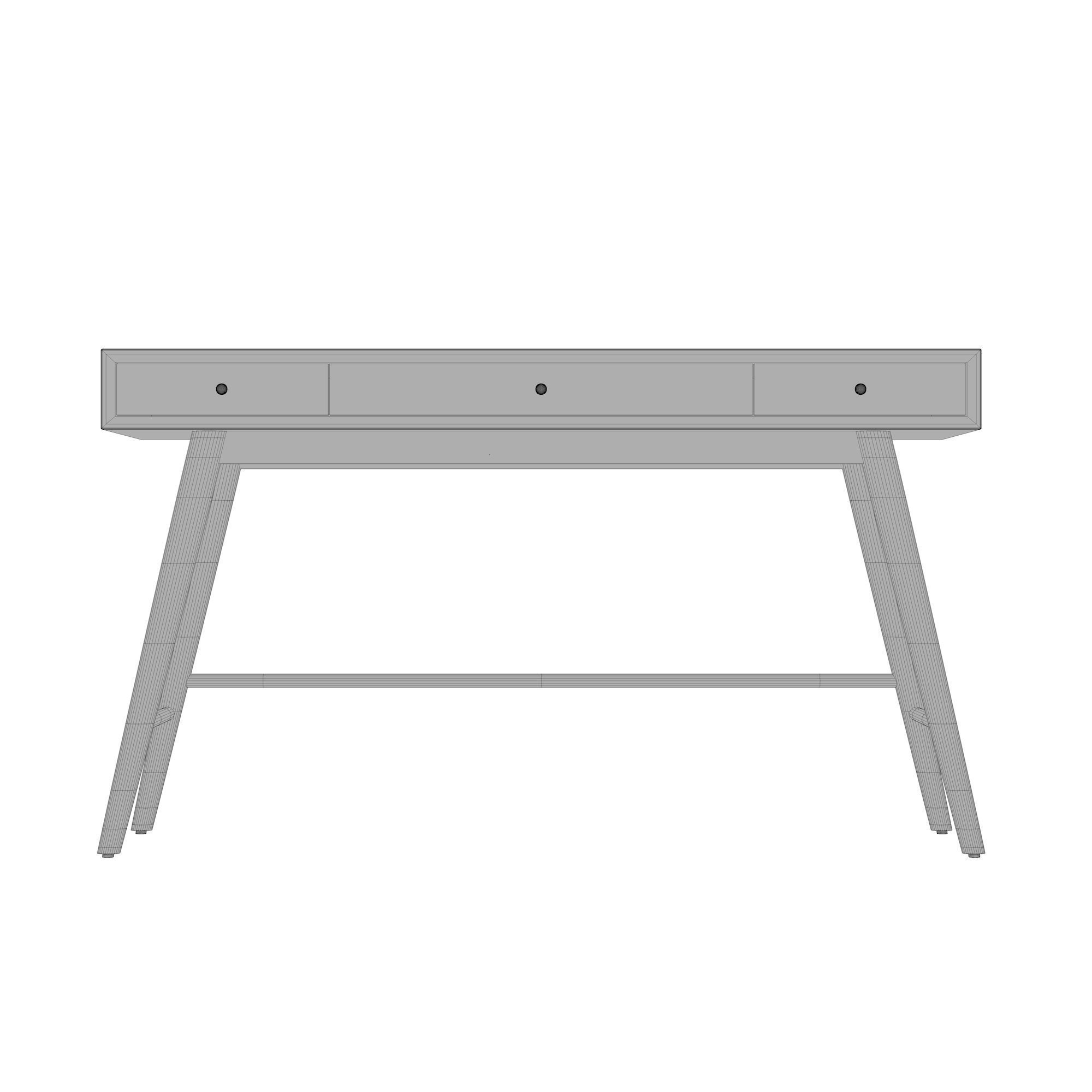 Modern wooden table Low-poly 3D model_10