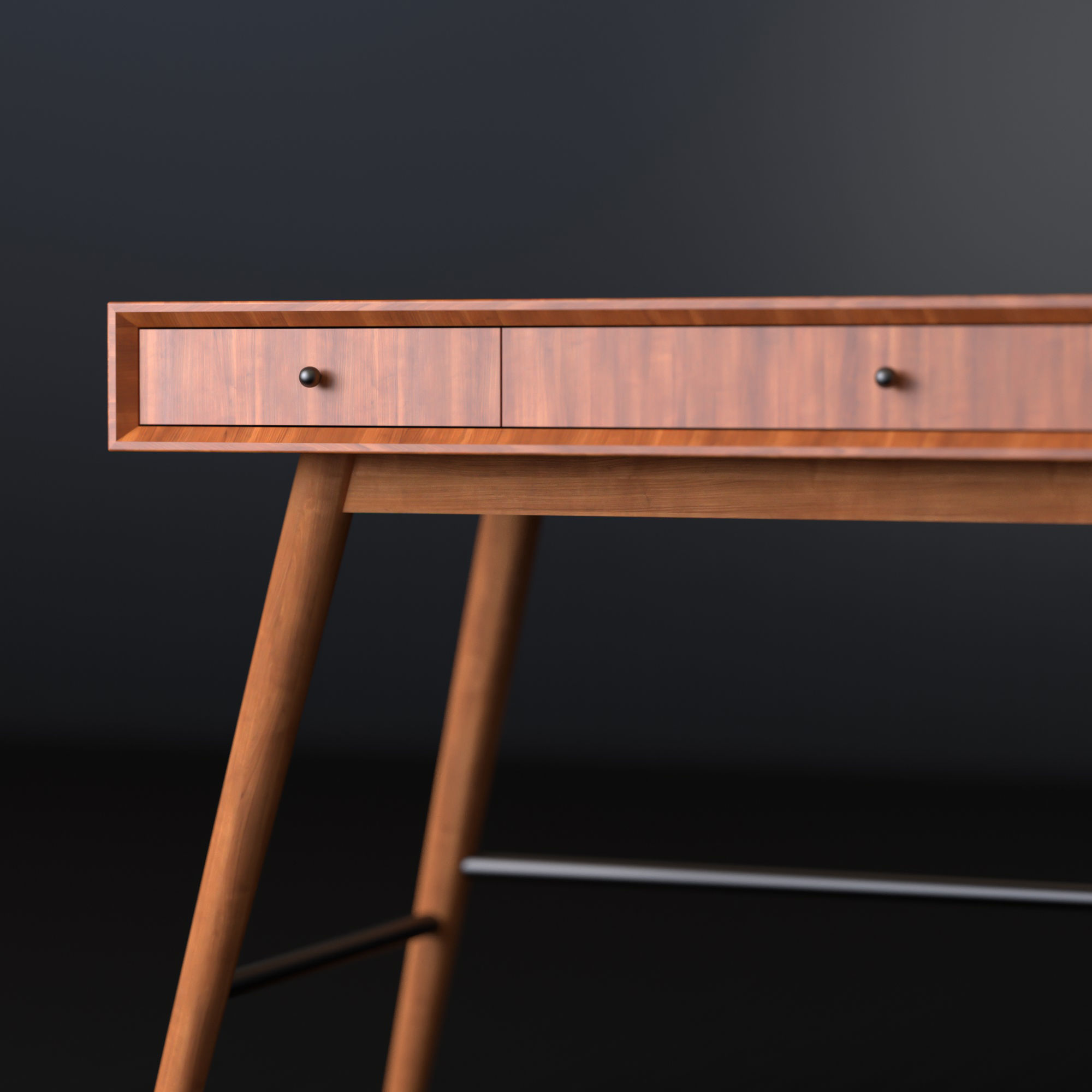 Modern wooden table Low-poly 3D model_5