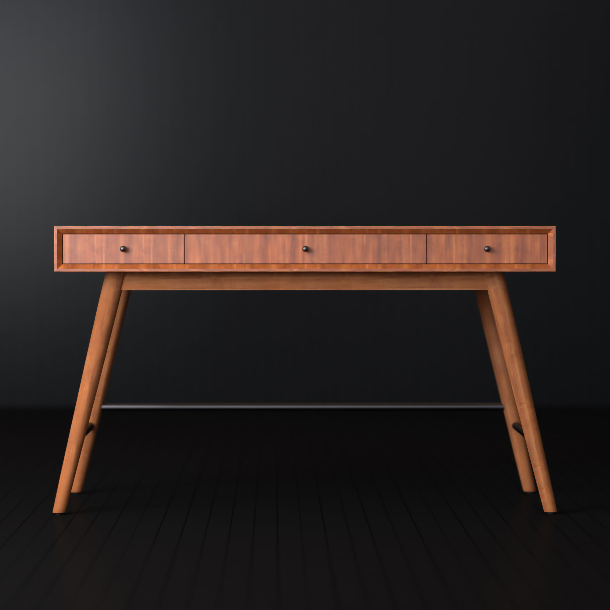 Modern wooden table Low-poly 3D model_3