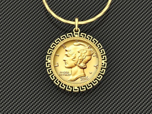 Coin Frame for Dime 3D print model_12