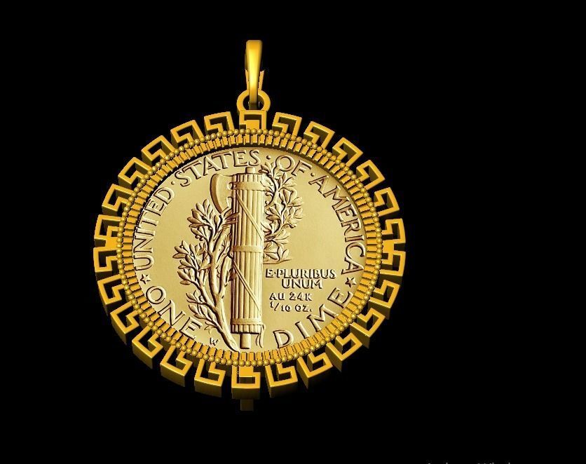 Coin Frame for Dime 3D print model_4