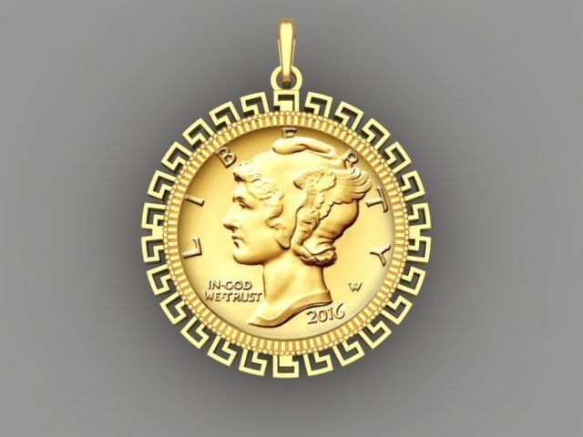 Coin Frame for Dime 3D print model_11