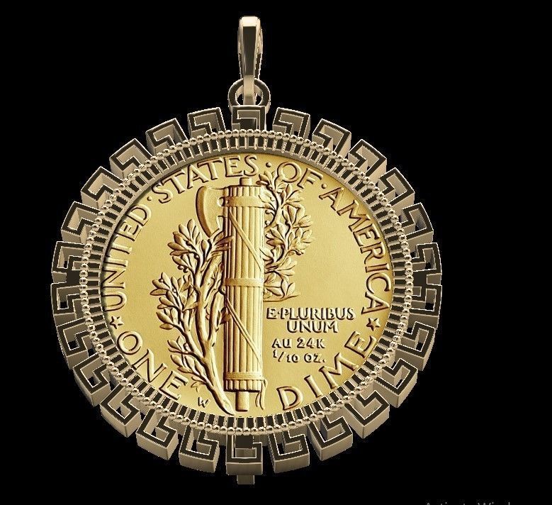 Coin Frame for Dime 3D print model_16