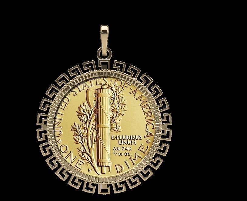 Coin Frame for Dime 3D print model_15