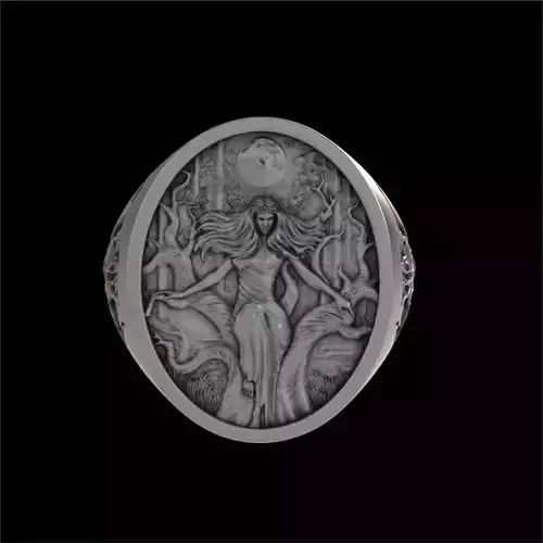 ANGEL MOON LIGH SHADDOW SIGNET RING