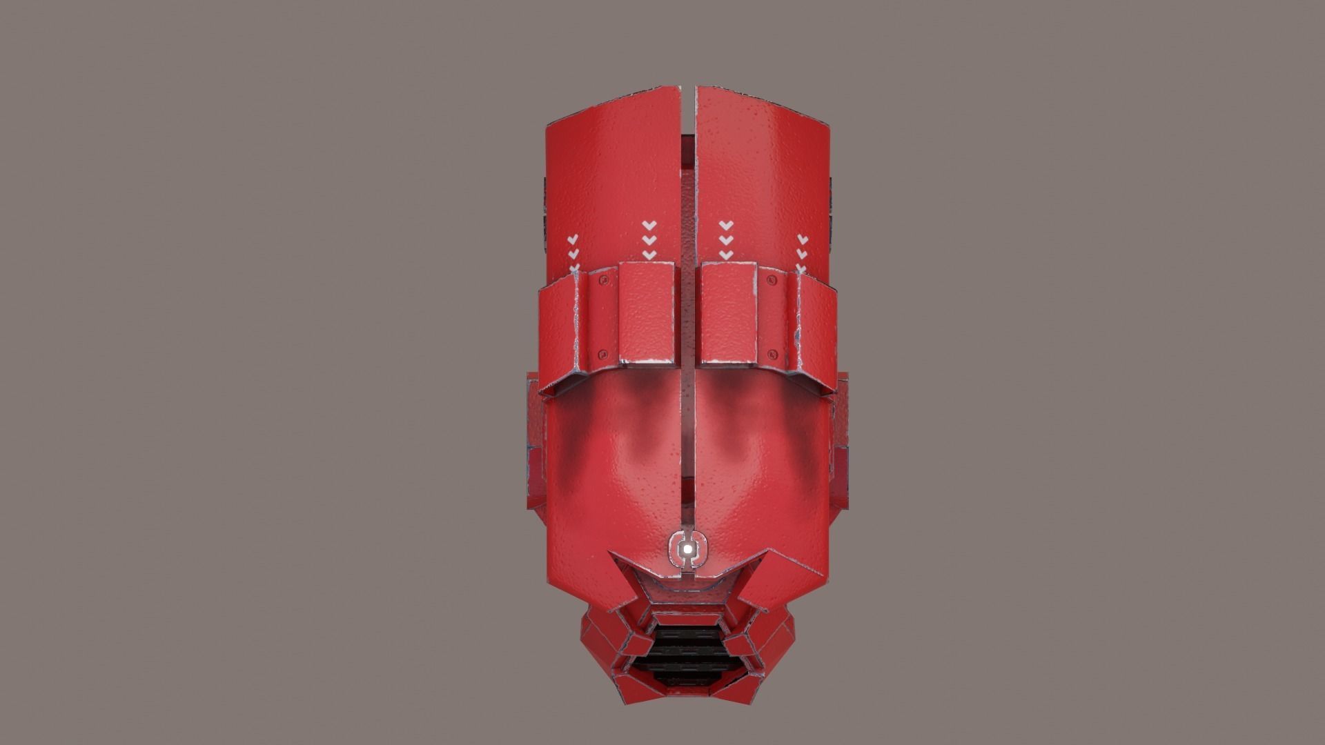 red sci-fi flying Surveillance robot helper with face display Low-poly 3D model_13