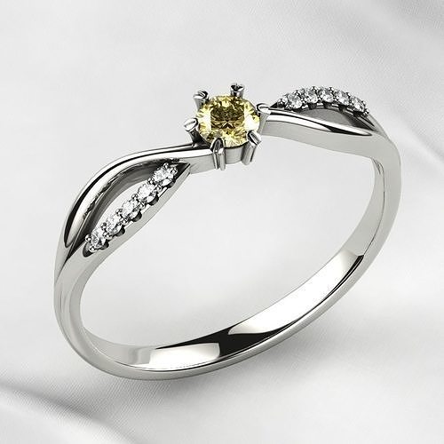 3mm Citrine Fashion Gold Ring 3D print model
