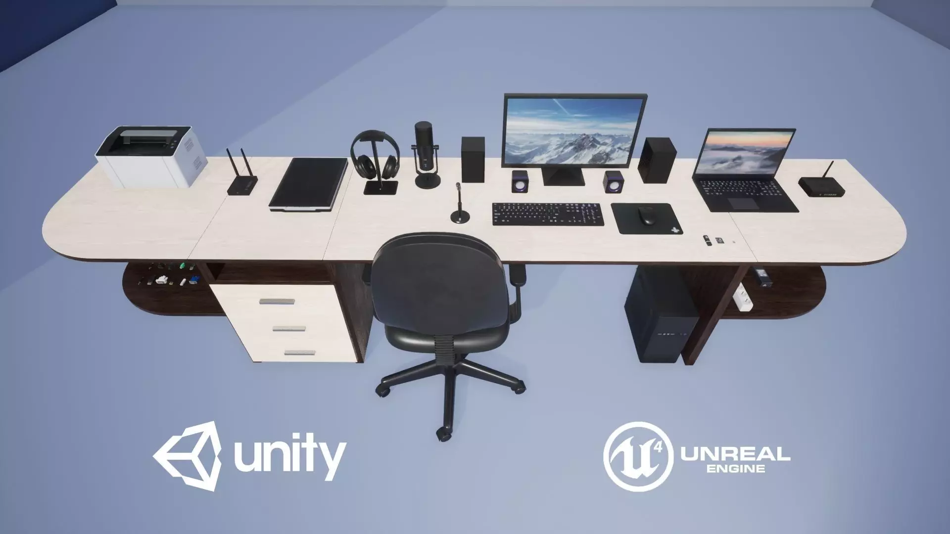 Computer Set Low-poly 3D model