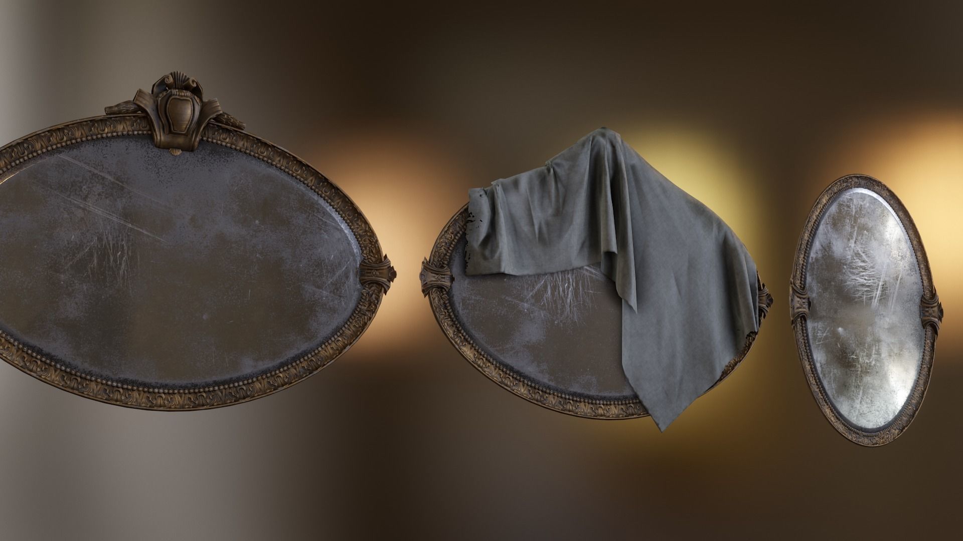 Old mirror Low-poly 3D model_4