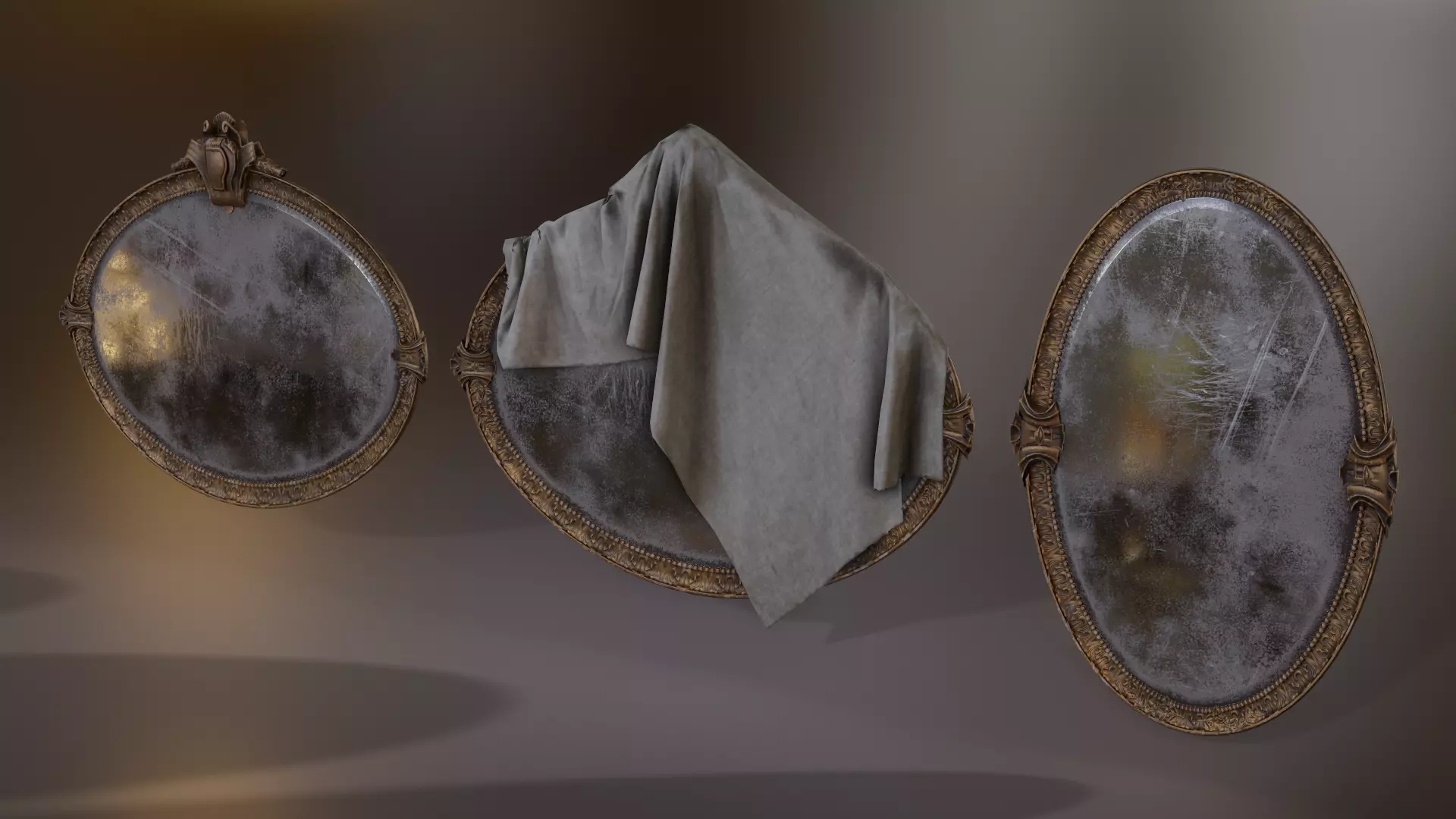 Old mirror Low-poly 3D model_0
