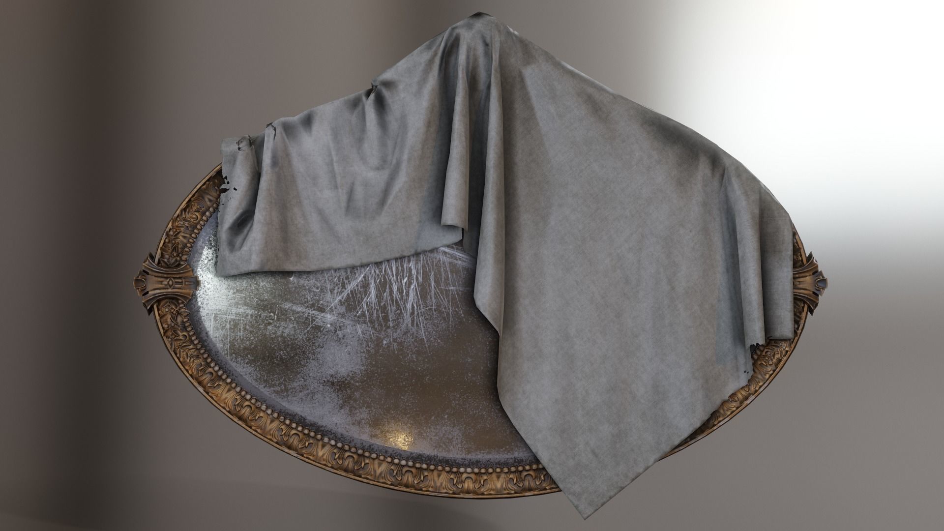 Old mirror Low-poly 3D model_2