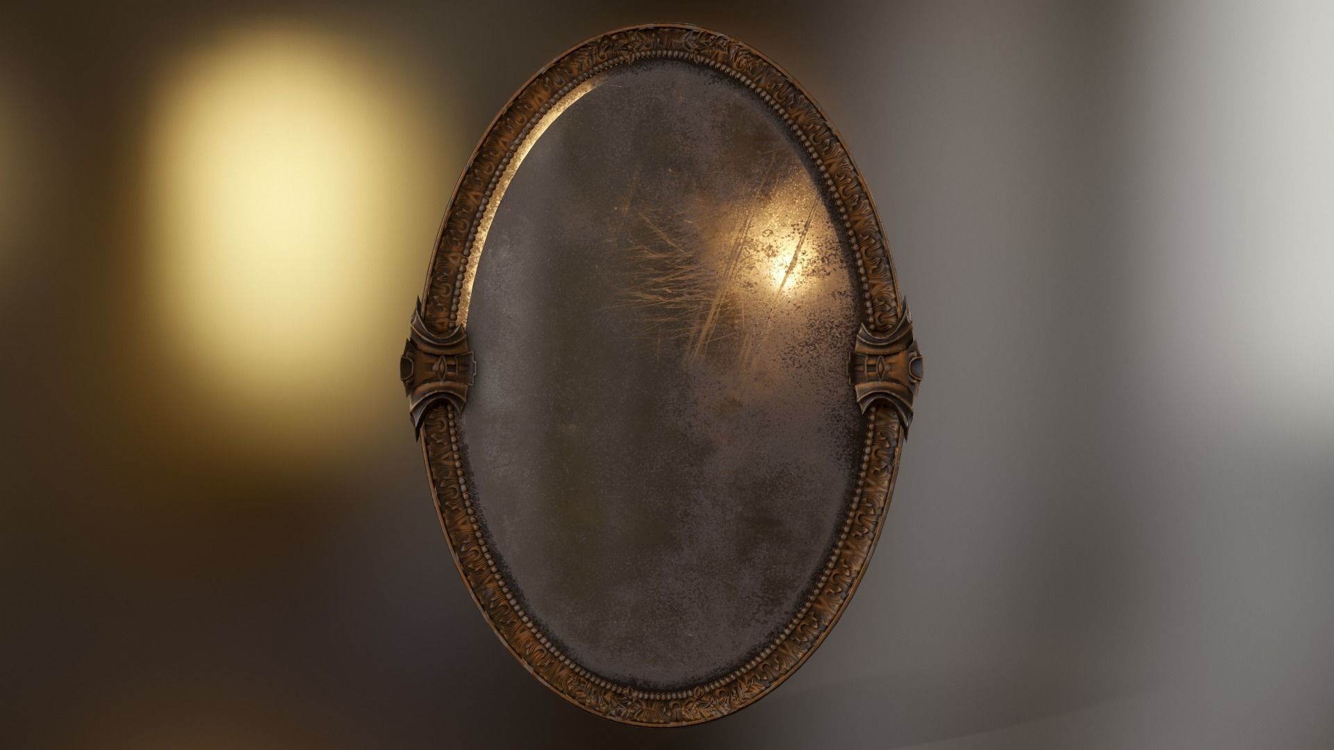 Old mirror Low-poly 3D model_3