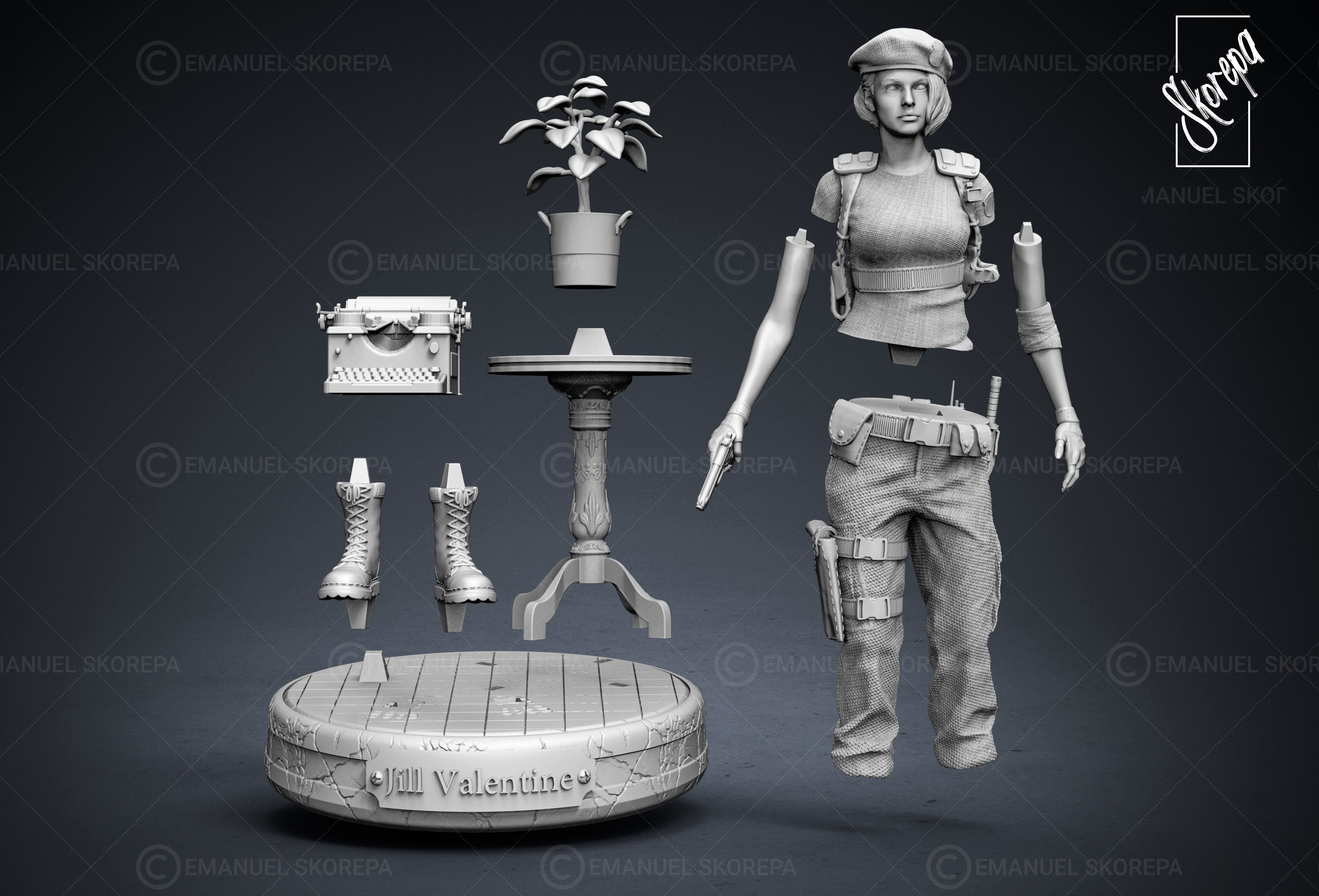 Jill Valentine RE1 STARS 3D print model_10
