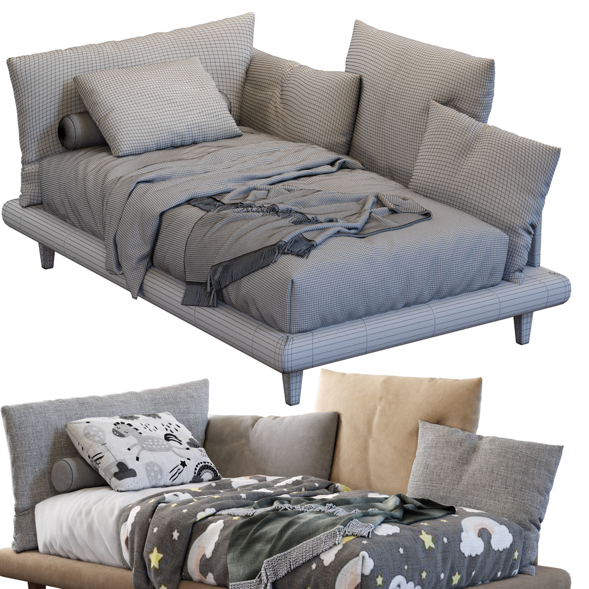 Picabia single bed 3D model_16