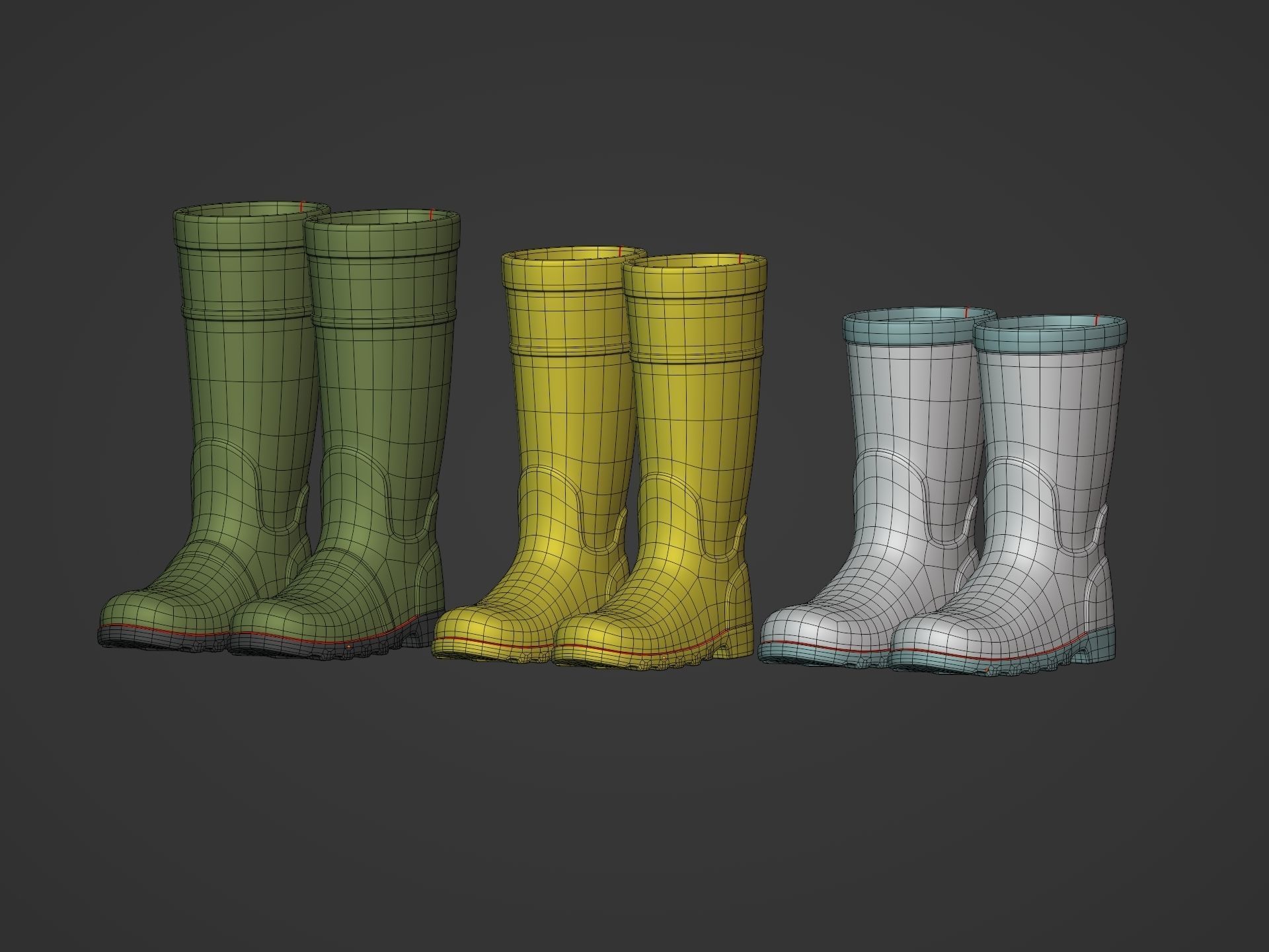 Rain Boots Low-poly 3D model_5