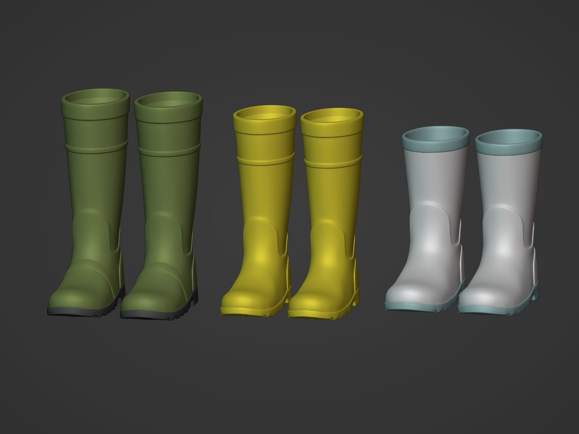 Rain Boots Low-poly 3D model_6