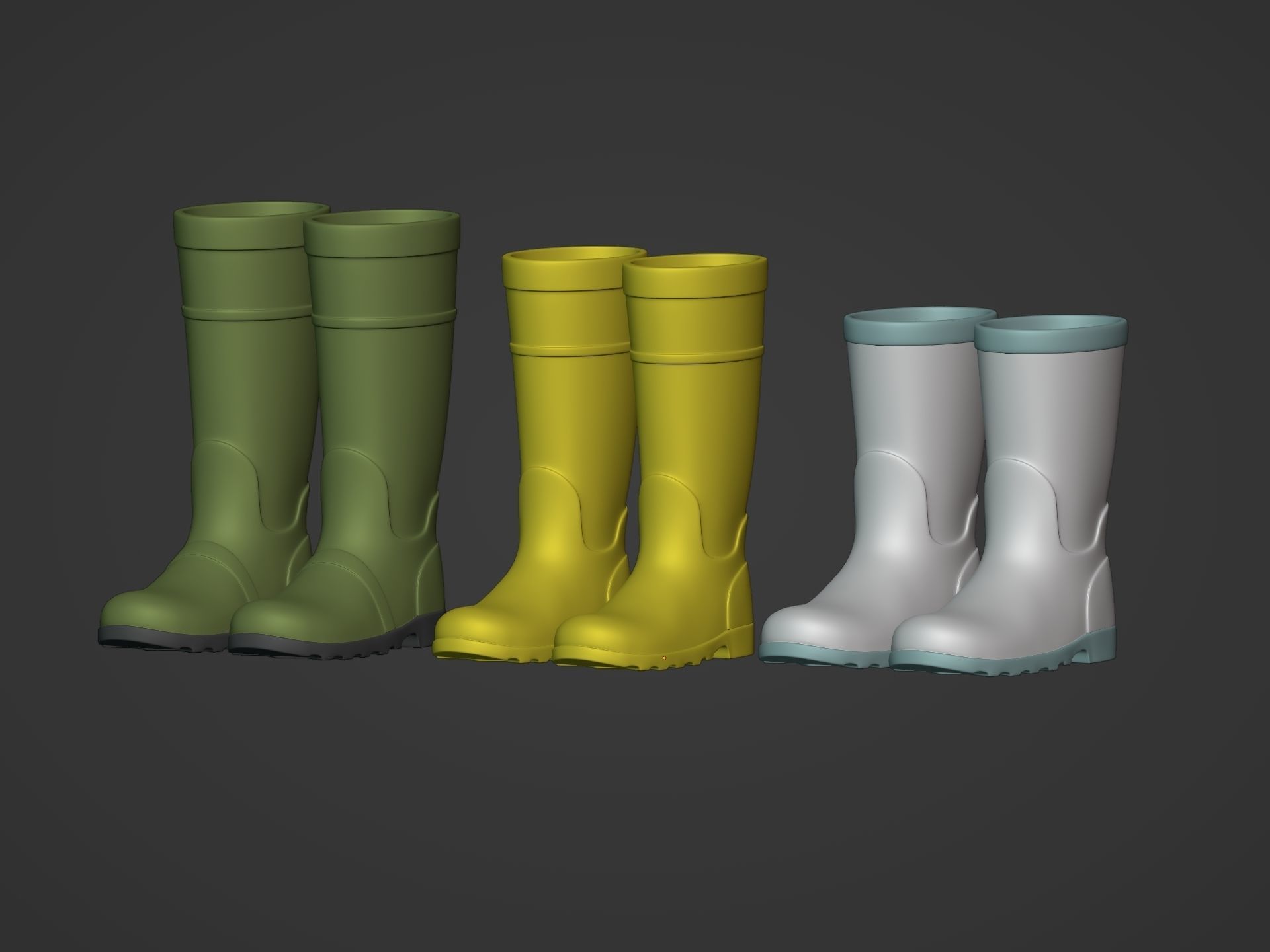 Rain Boots Low-poly 3D model_4