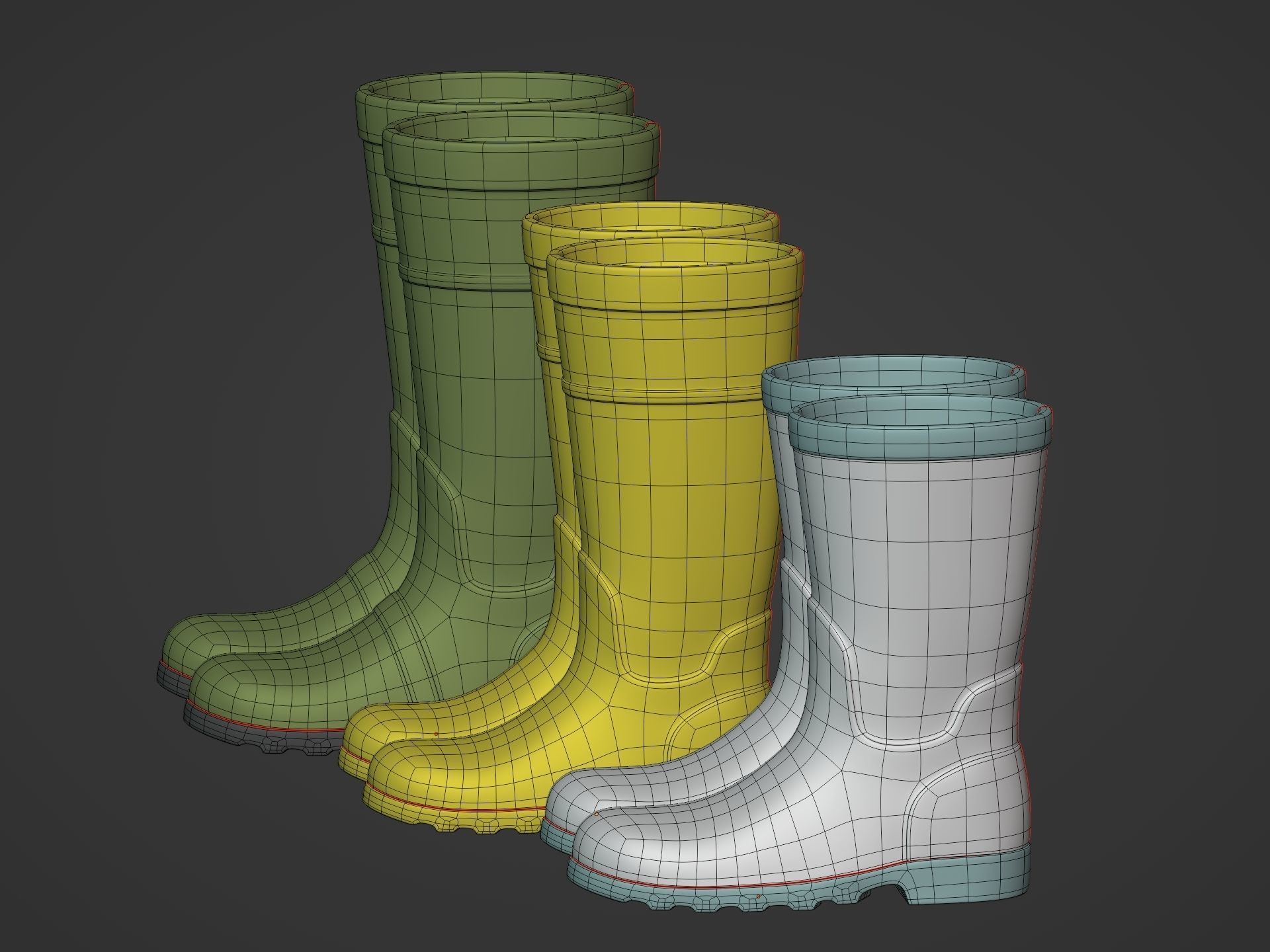 Rain Boots Low-poly 3D model_11