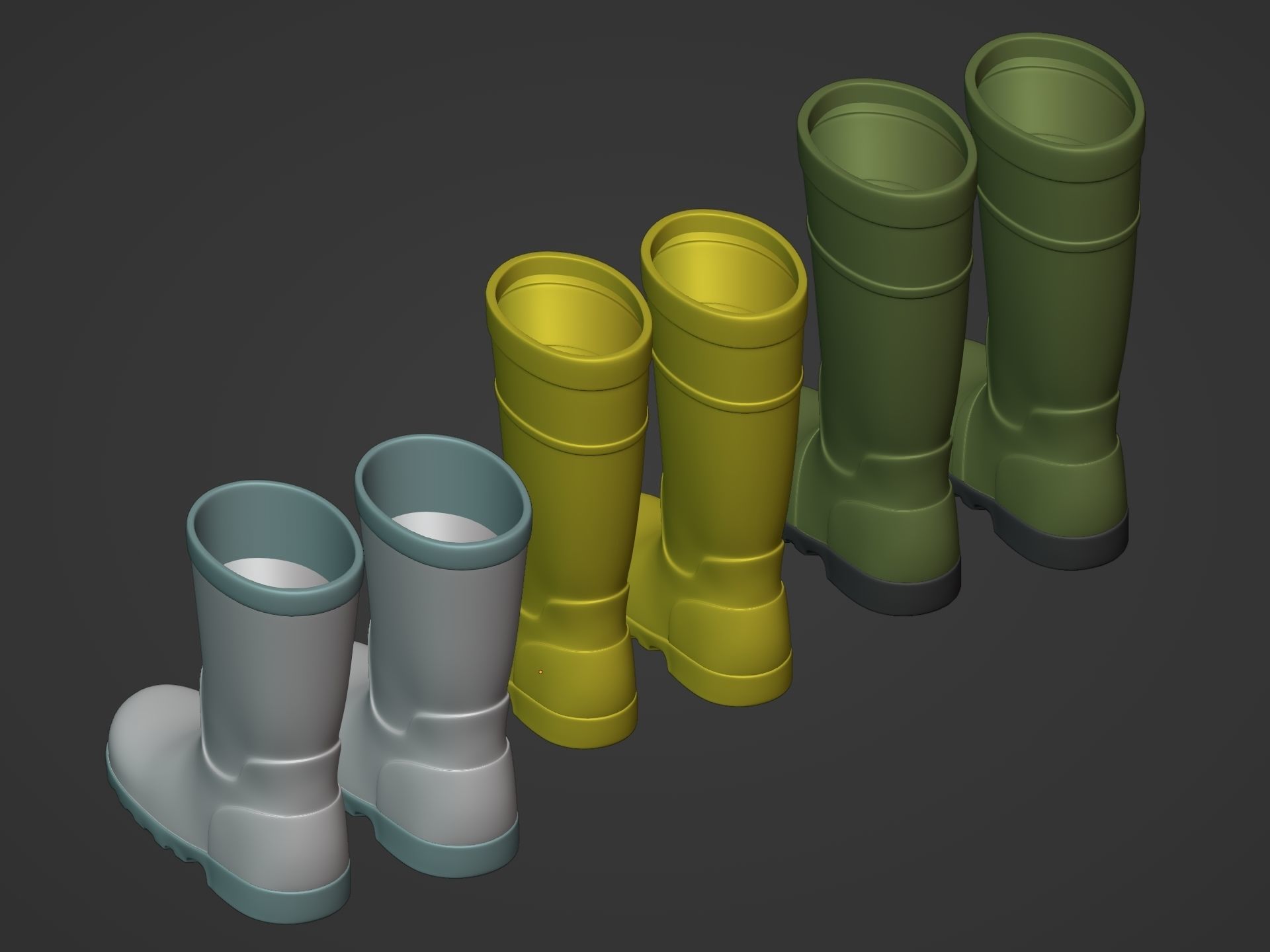 Rain Boots Low-poly 3D model_12