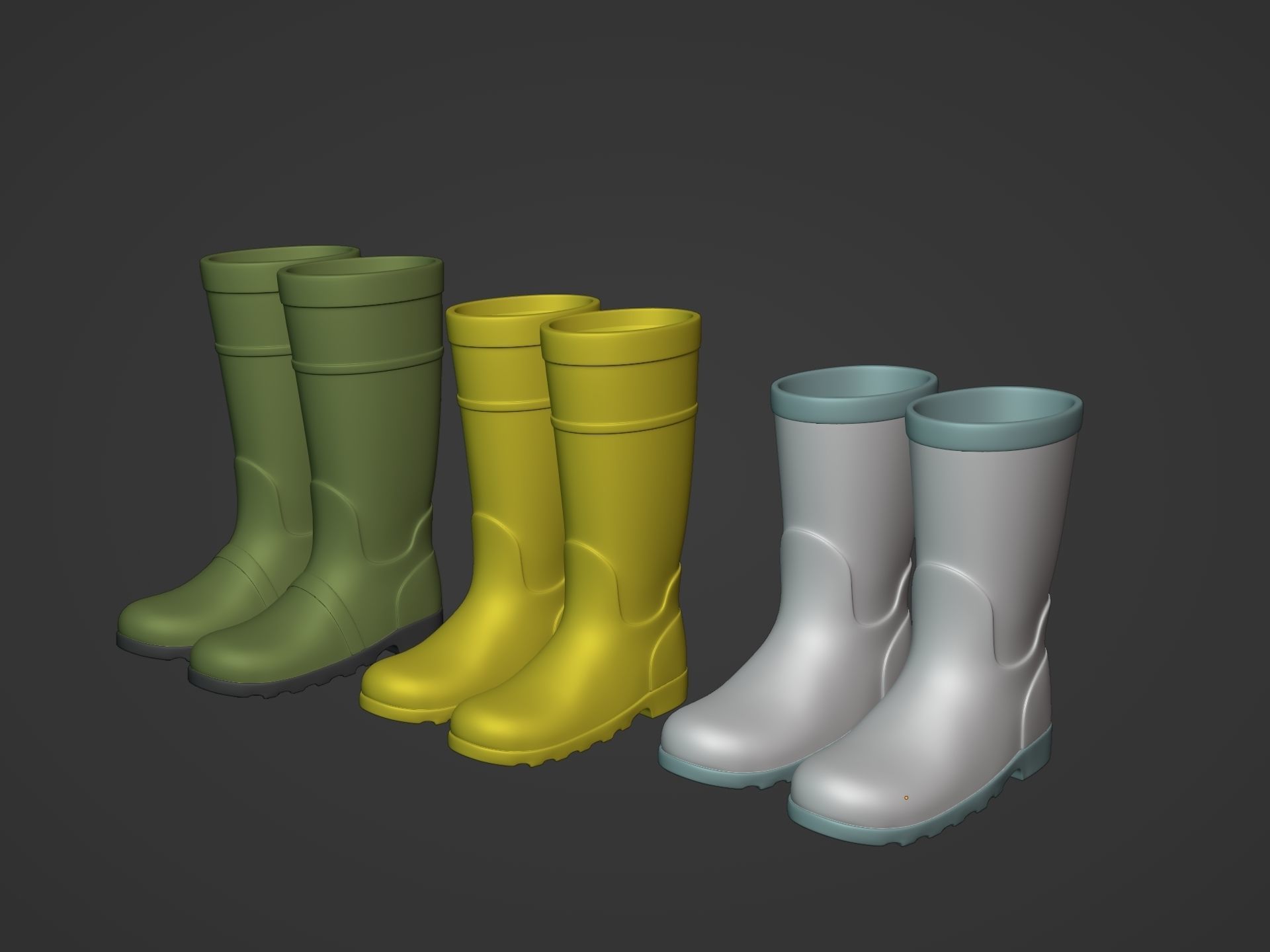 Rain Boots Low-poly 3D model_1