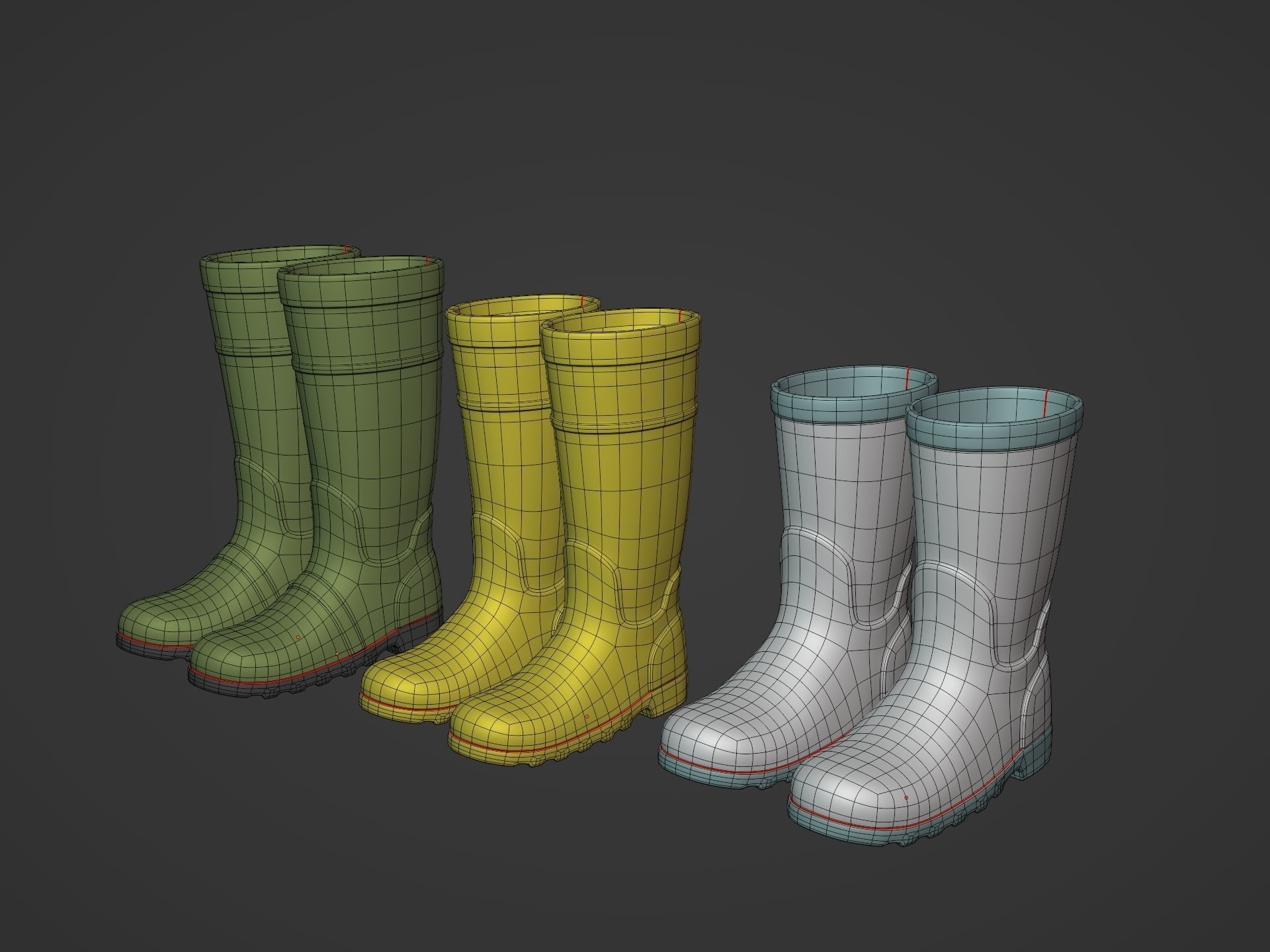 Rain Boots Low-poly 3D model_3